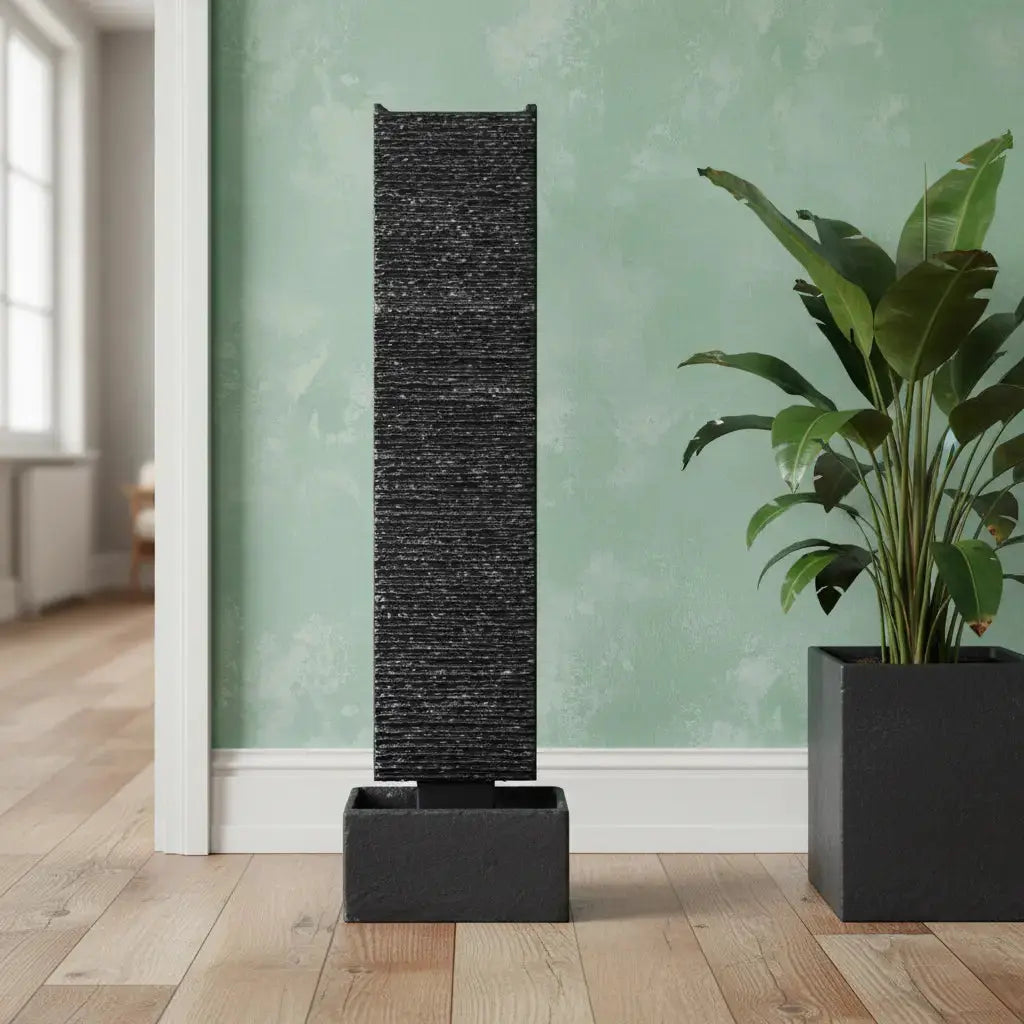 LIV L – Edle Wasserwand Schiefer Schwarz 130 cm - CLIMAQUA