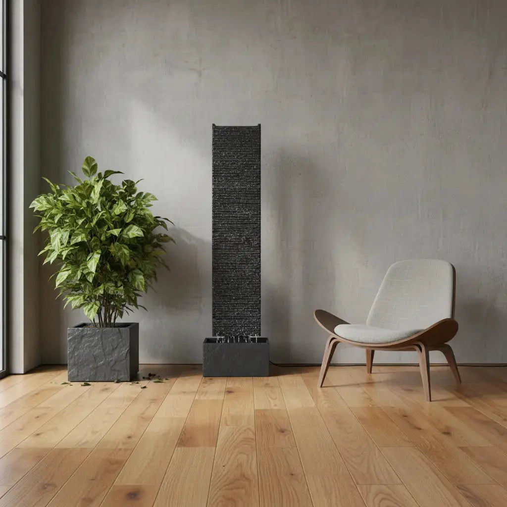 LIV L – Edle Wasserwand Schiefer Schwarz 130 cm - CLIMAQUA