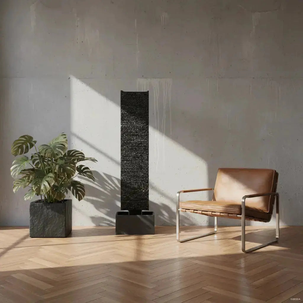 LIV L – Edle Wasserwand Schiefer Schwarz 130 cm - CLIMAQUA (KI-Inhalte)