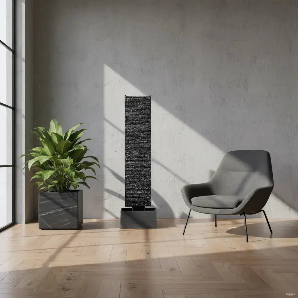 LIV L – Edle Wasserwand Schiefer Schwarz 130 cm - CLIMAQUA