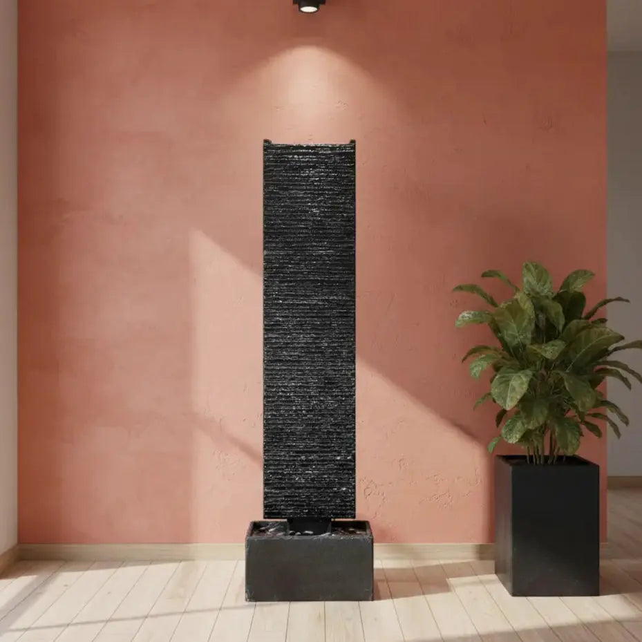 LIV L – Edle Wasserwand Schiefer Schwarz 130 cm - CLIMAQUA