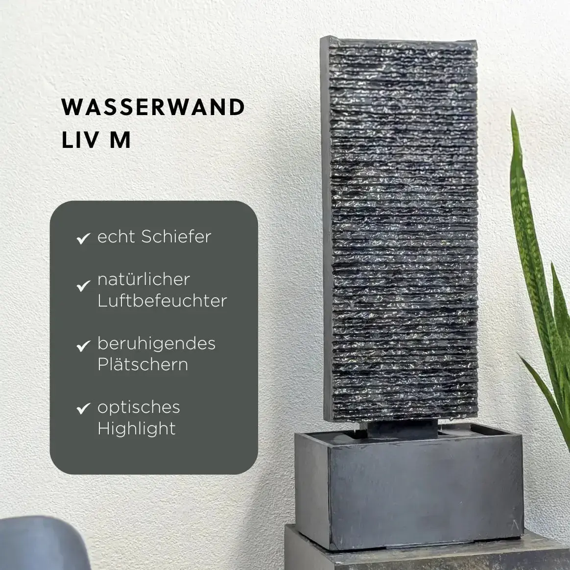 Edle Wasserwand 85cm Brunnen LIV M - CLIMAQUA