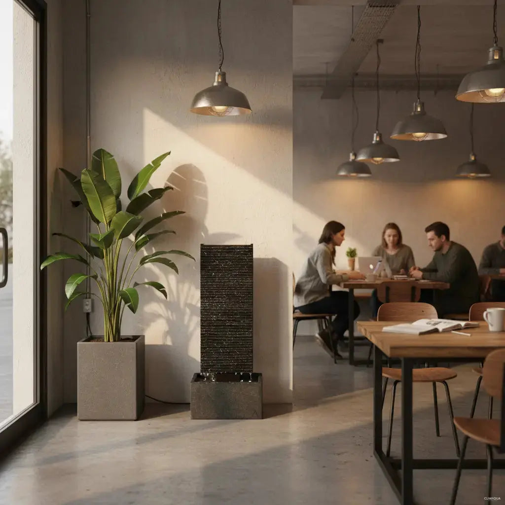 LIV M – Edle Wasserwand Schiefer Schwarz 85cm Brunnen - CLIMAQUA