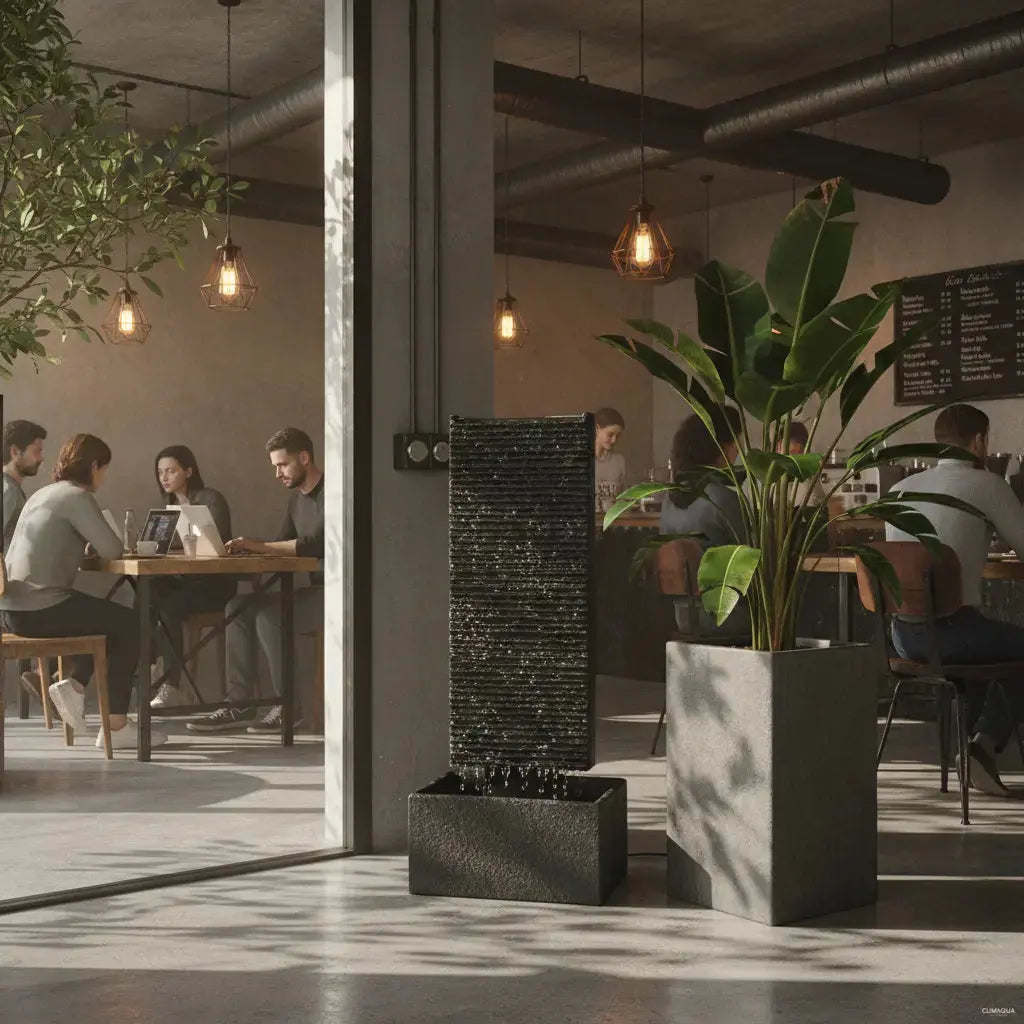 LIV M – Edle Wasserwand Schiefer Schwarz 85cm Brunnen - CLIMAQUA