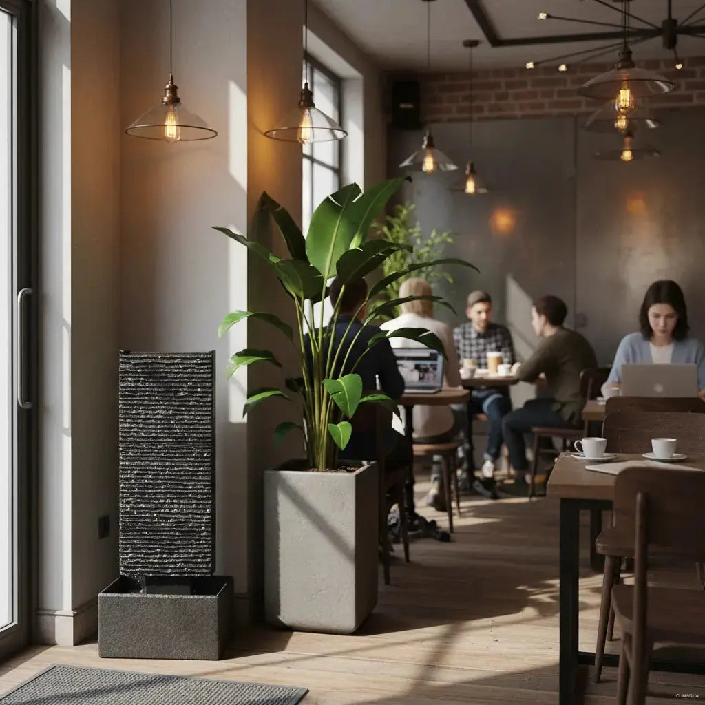 LIV M – Edle Wasserwand Schiefer Schwarz 85cm Brunnen - CLIMAQUA