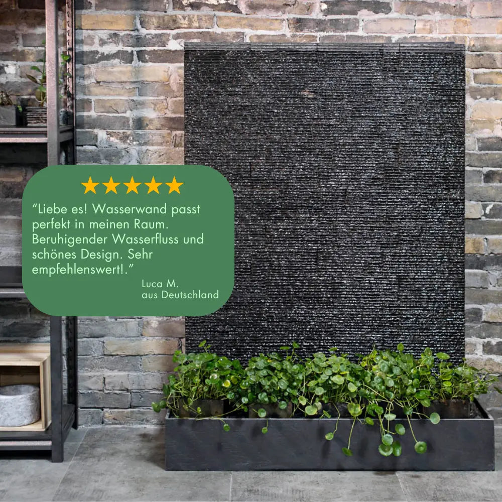 LIV WALL– Luxuriöse Wasserwand Schiefer Schwarz 160 cm - CLIMAQUA