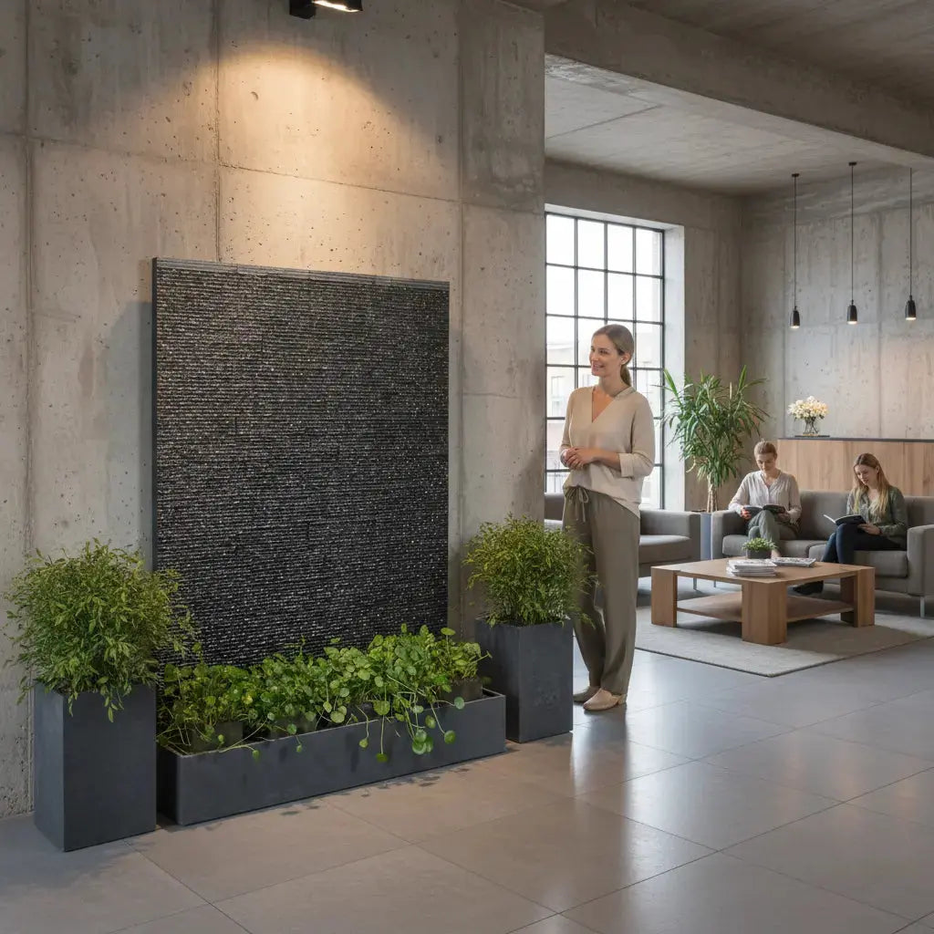 LIV WALL– Luxuriöse Wasserwand Schiefer Schwarz 160 cm - CLIMAQUA