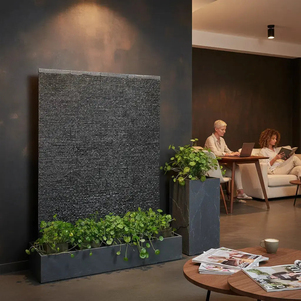 LIV WALL– Luxuriöse Wasserwand Schiefer Schwarz 160 cm - CLIMAQUA
