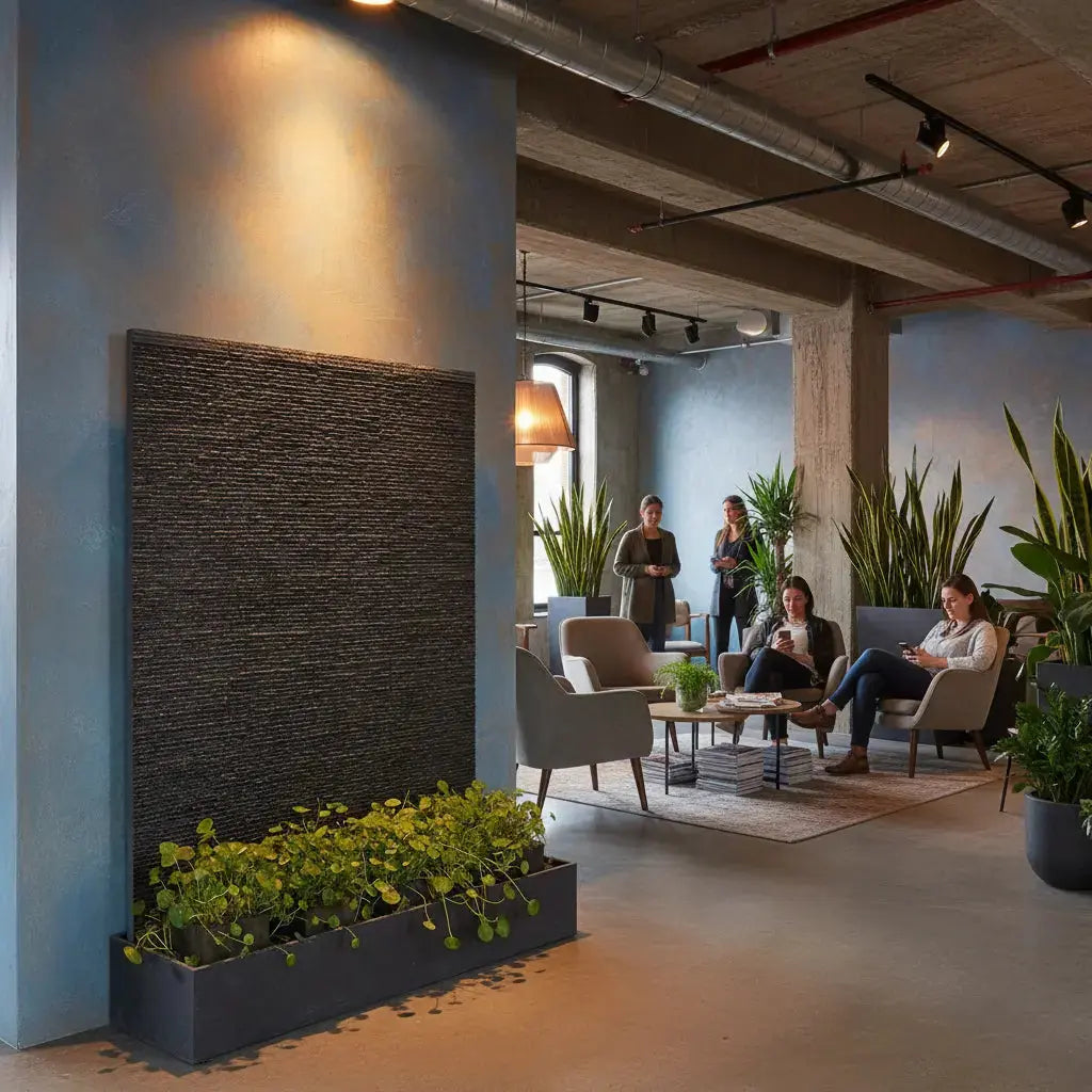 LIV WALL– Luxuriöse Wasserwand Schiefer Schwarz 160 cm - CLIMAQUA
