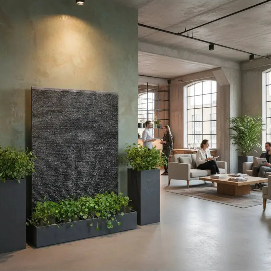 LIV WALL– Luxuriöse Wasserwand Schiefer Schwarz 160 cm - CLIMAQUA