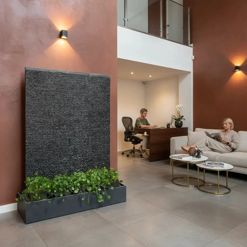 LIV WALL– Luxuriöse Wasserwand Schiefer Schwarz 160 cm - CLIMAQUA