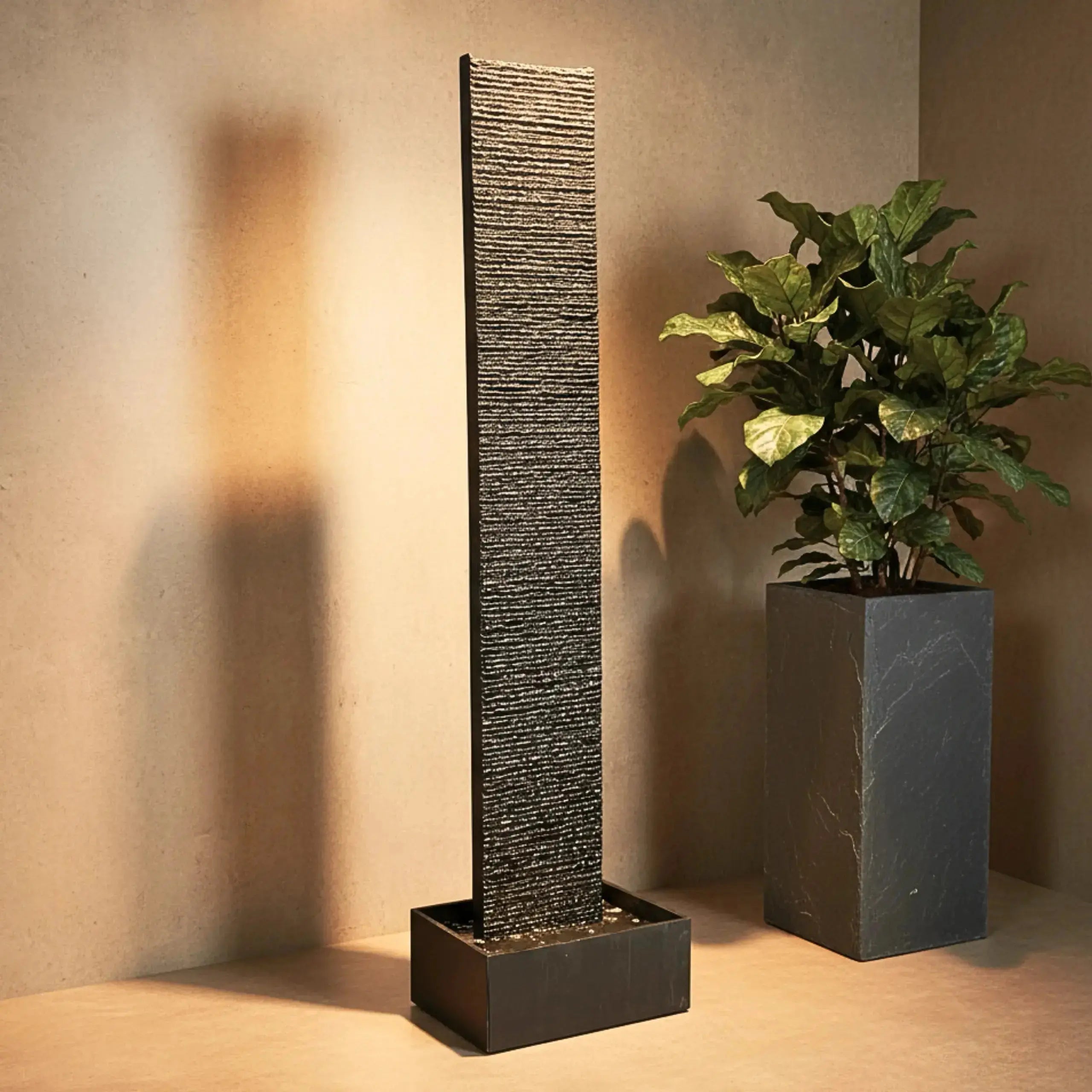 LIV XL – Hohe Wasserwand Schiefer 2m Anthrazit - CLIMAQUA