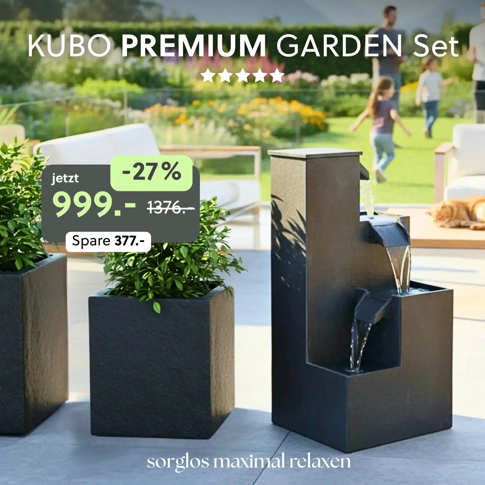 Gartenbrunnen KUBO PREMIUM GARDEN Set - CLIMAQUA