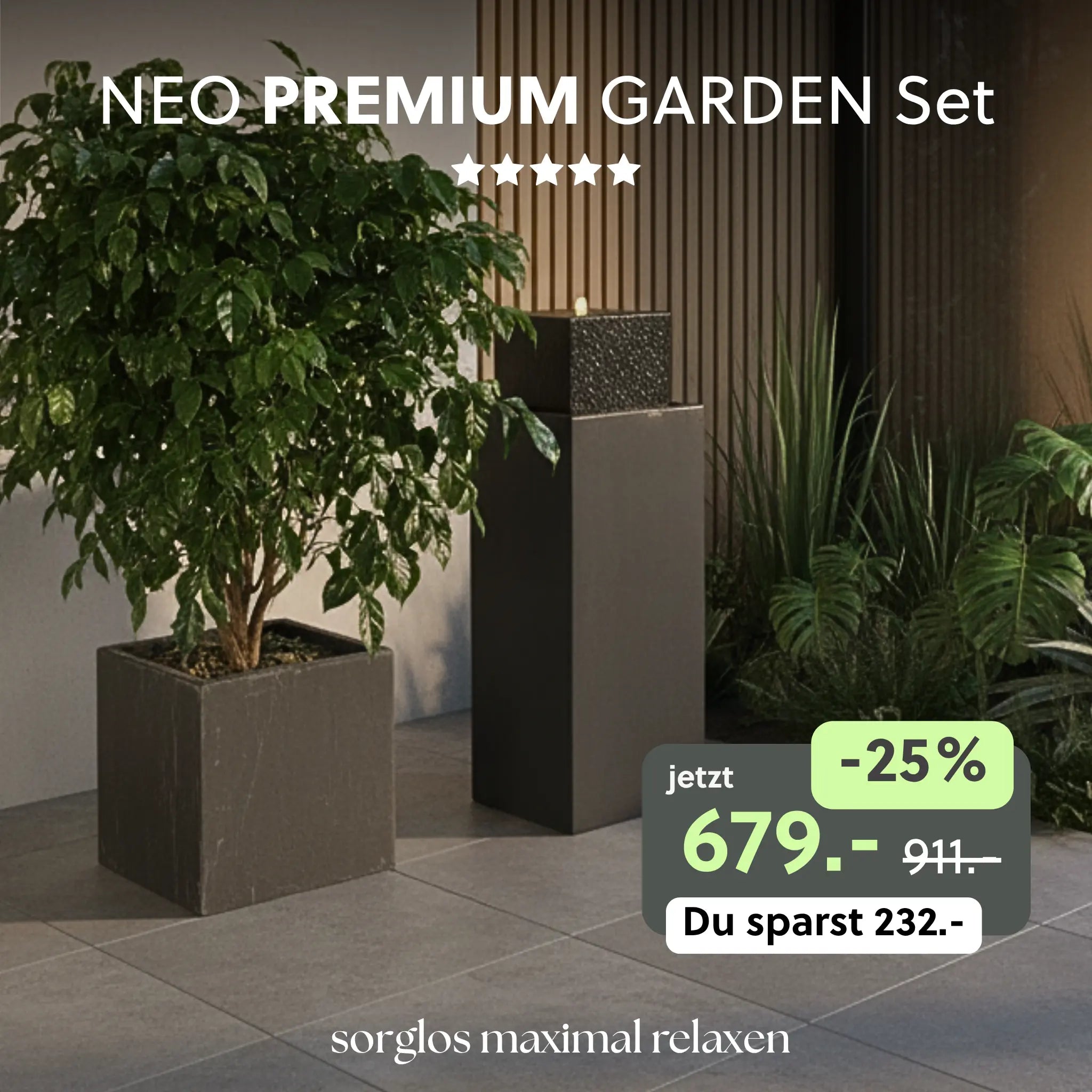 Säule Brunnen NEO PREMIUM GARDEN Set - CLIMAQUA