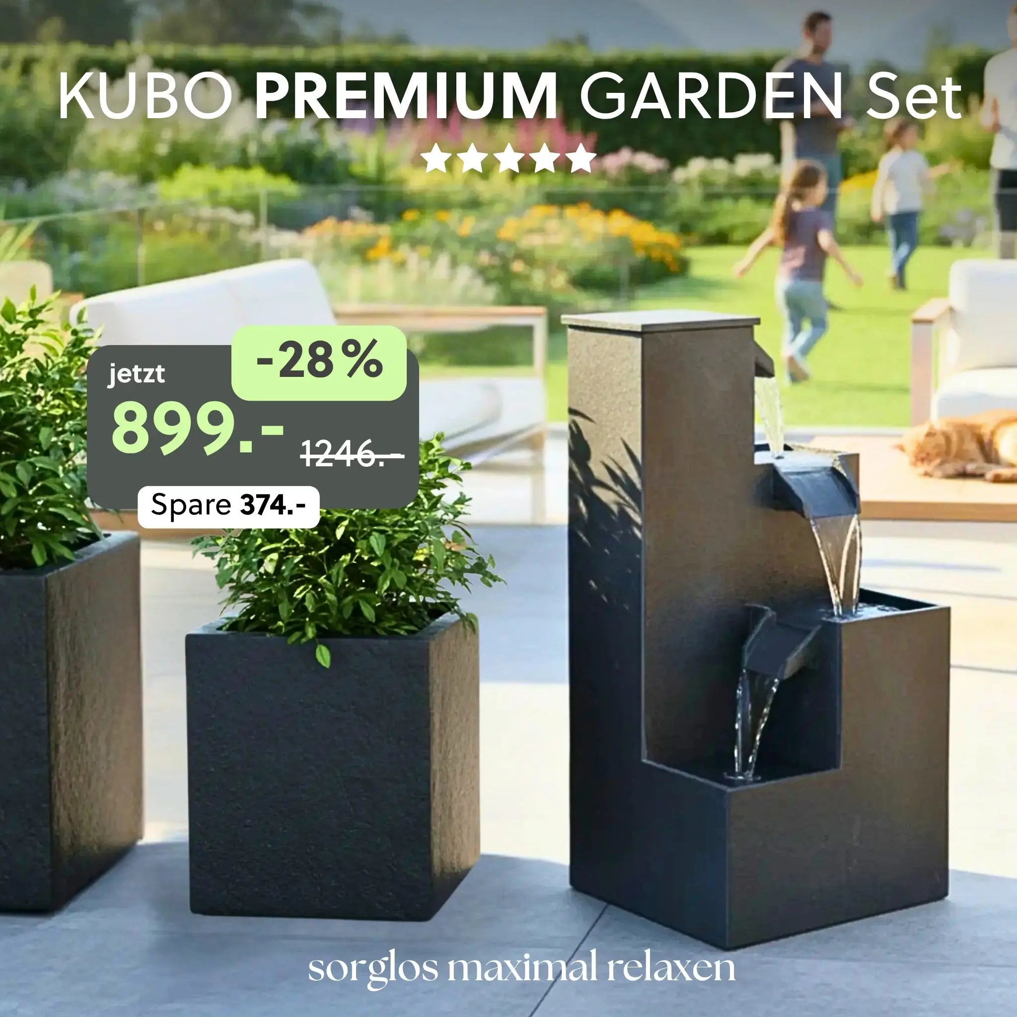 Gartenbrunnen KUBO PREMIUM GARDEN Set - CLIMAQUA