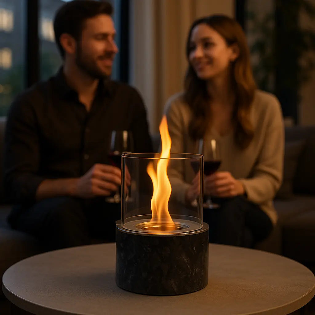 PINO M – Tischfeuer Marmor Schwarz - CLIMAQUA