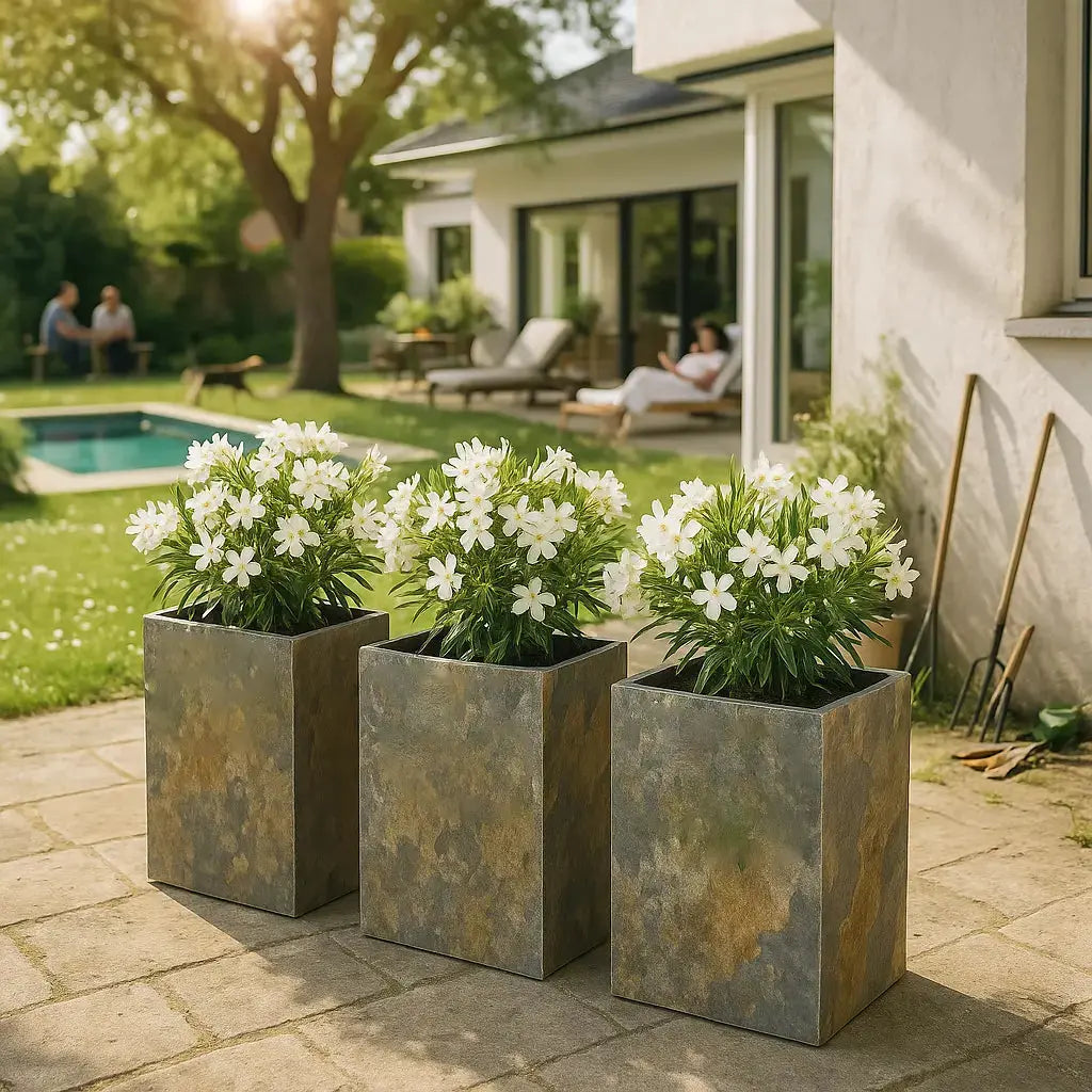 PYLO 60 Rusty – Pflanzsäule Outdoor 60x40x40 cm Naturschiefer Braun - CLIMAQUA