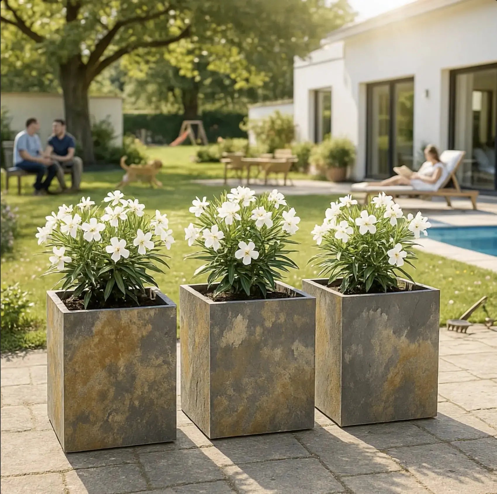 PYLO 60 Rusty – Pflanzsäule Outdoor 60x40x40 cm Naturschiefer Braun - CLIMAQUA