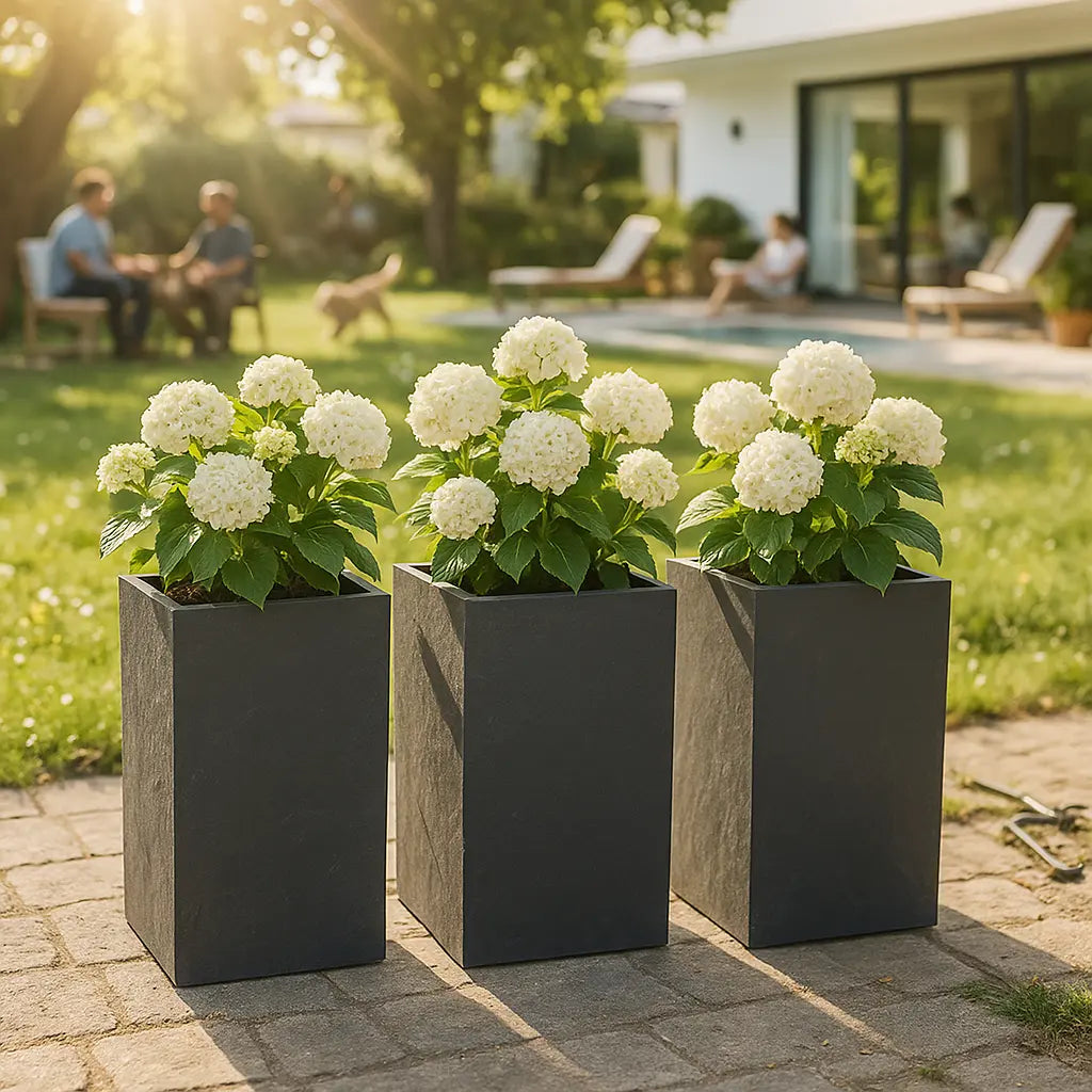 PYLO 80 Anthrazit – Pflanzsäule Outdoor 80x40x40 cm Naturschiefer Schwarz - CLIMAQUA