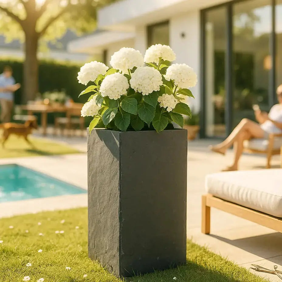 PYLO 80 Anthrazit – Pflanzsäule Outdoor 80x40x40 cm Naturschiefer Schwarz - CLIMAQUA