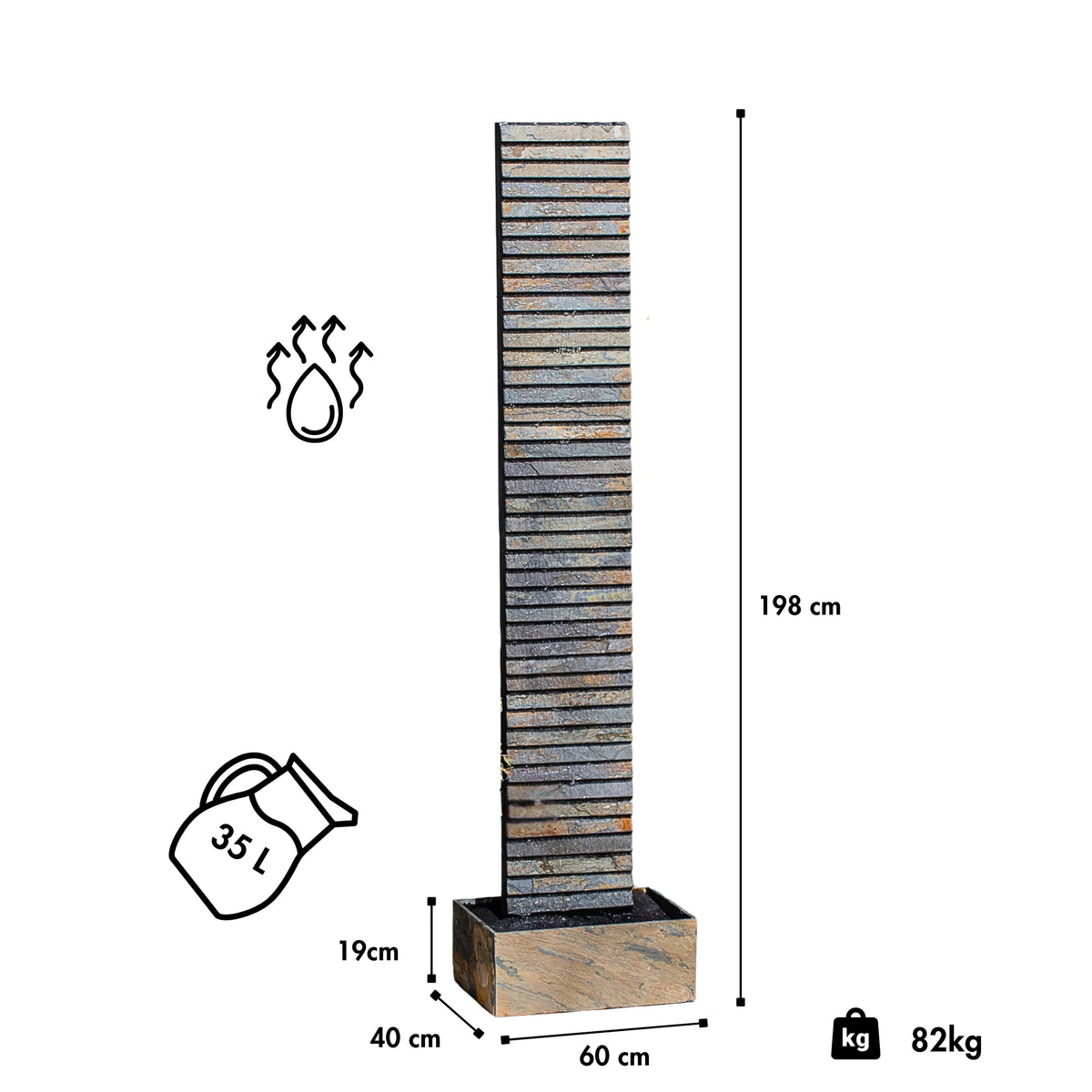 AVA XL – Hoge waterwand leisteen 2m bruin