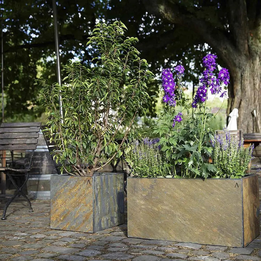 Pflanzgefäss Eckig 40x40x40 cm Schiefer Braun CUBI 40 Rusty - CLIMAQUA