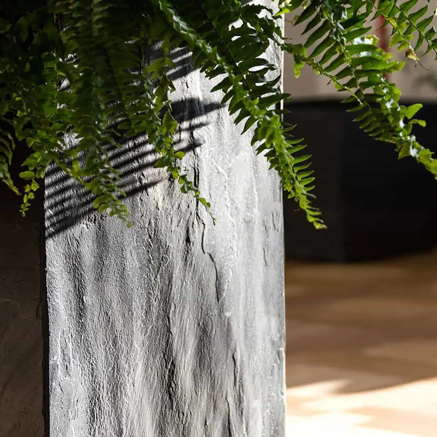 Pflanzsäule Outdoor 60x40x40 cm Naturschiefer Schwarz PYLO 60 Anthrazit - CLIMAQUA