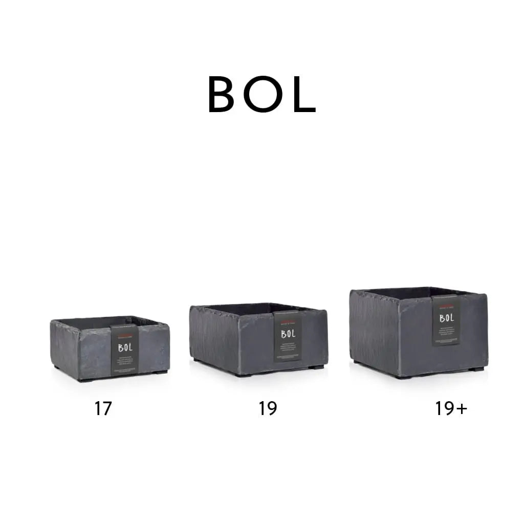 Pflanzschale Hoch 19x19x13 cm Schiefer Schwarz BOL 19+ Anthrazit - CLIMAQUA