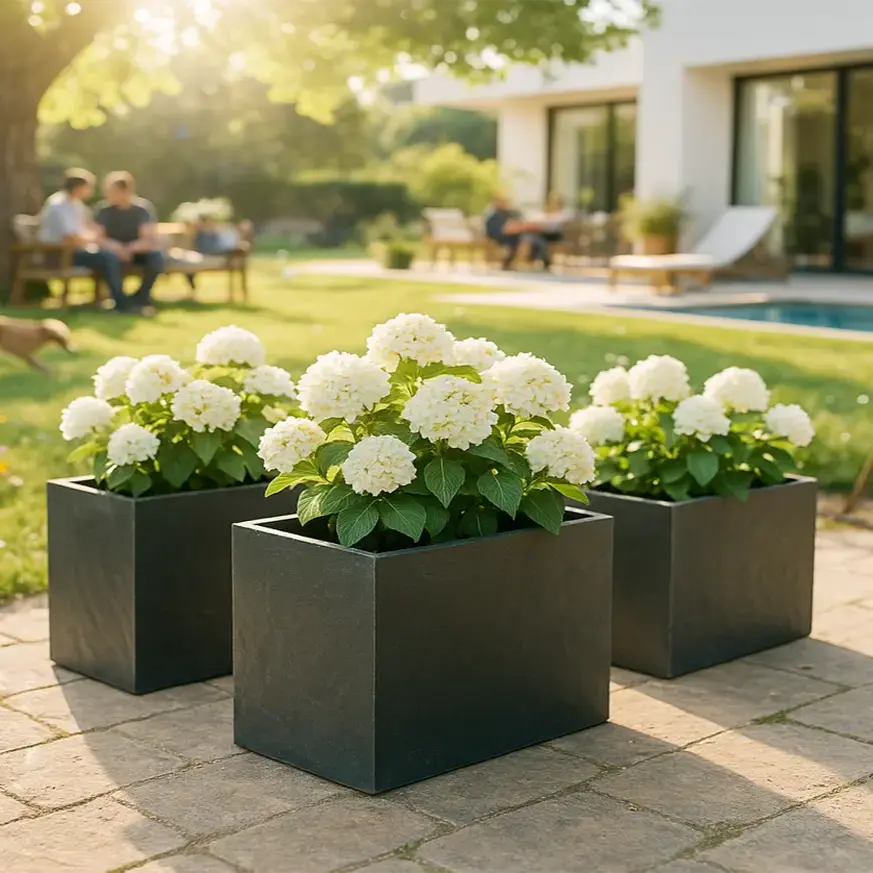 RECTO 80 Anthrazit – Pflanztrog Outdoor 80x60x40 cm Naturschiefer Schwarz - CLIMAQUA