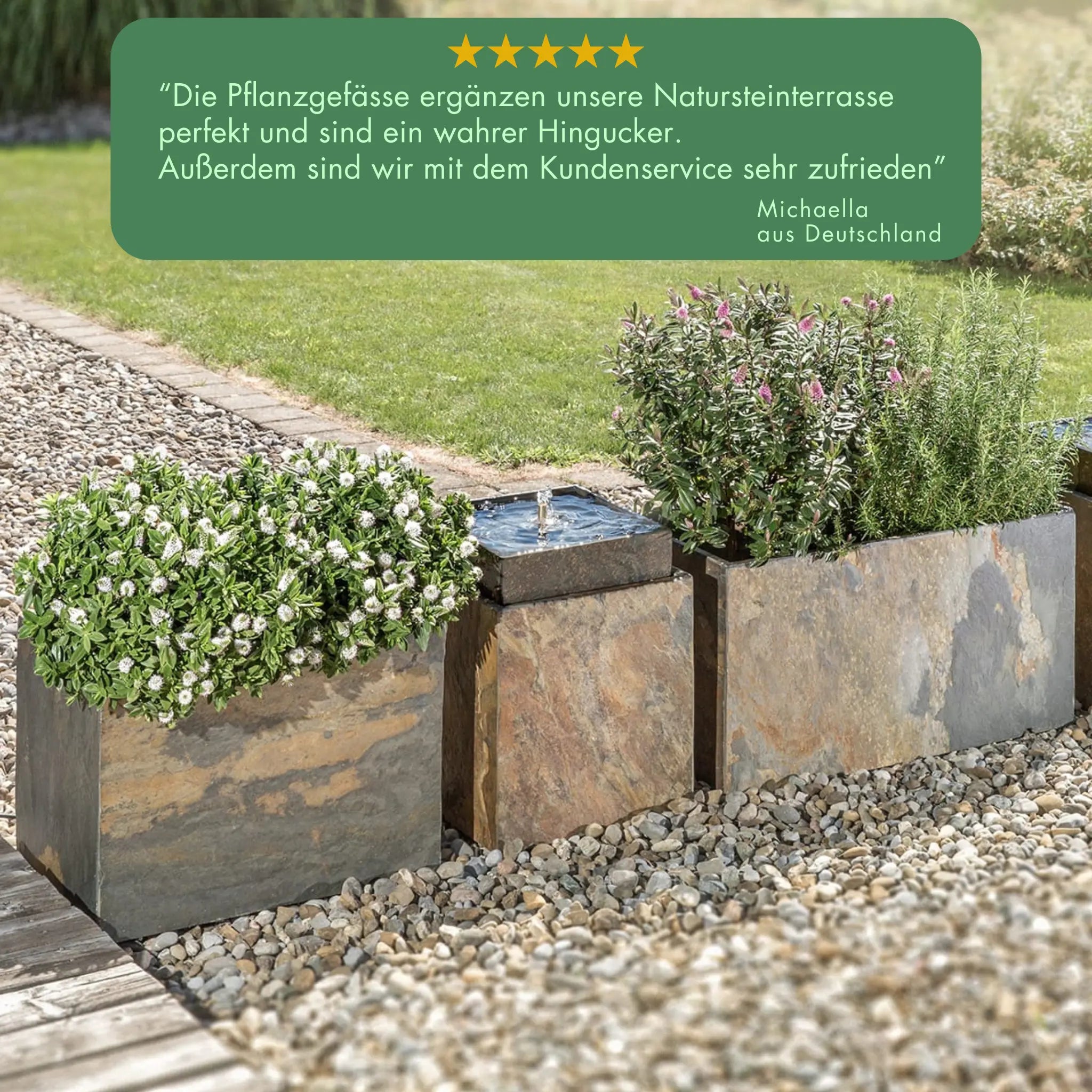 RECTO 80 Rusty – Pflanztrog Outdoor 80x60x40 cm Naturschiefer Braun - CLIMAQUA