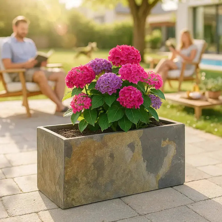 RECTO 80 Rusty – Pflanztrog Outdoor 80x60x40 cm Naturschiefer Braun - CLIMAQUA