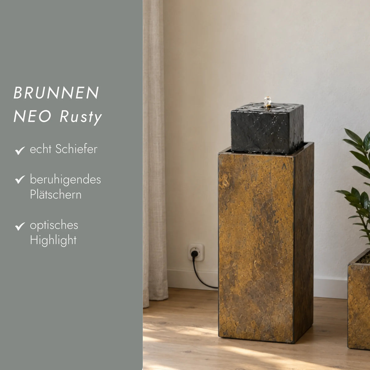 Säule Brunnen NEO Rusty – Übersicht der Vorteile des Gartenbrunnens aus Naturschiefer - CLIMAQUA (KI-Inhalte)
