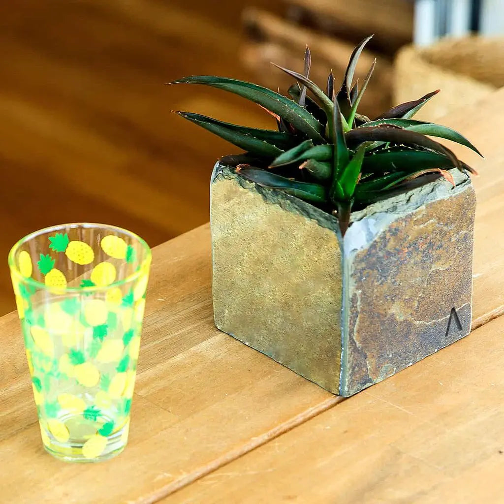 Übertopf Würfel 13x13x13 cm Schiefer Braun CUBI 13 Rusty - CLIMAQUA