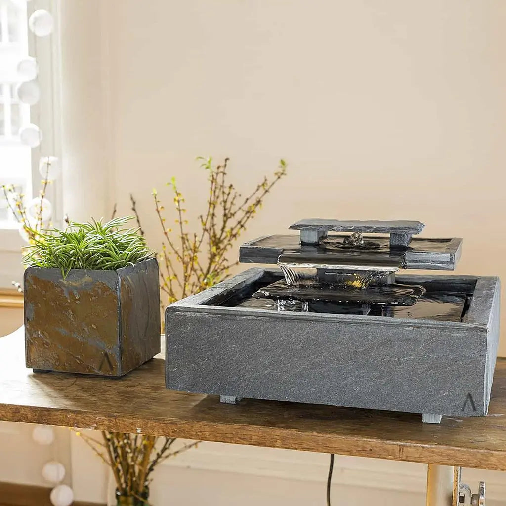 Übertopf Würfel 13x13x13 cm Schiefer Braun CUBI 13 Rusty - CLIMAQUA