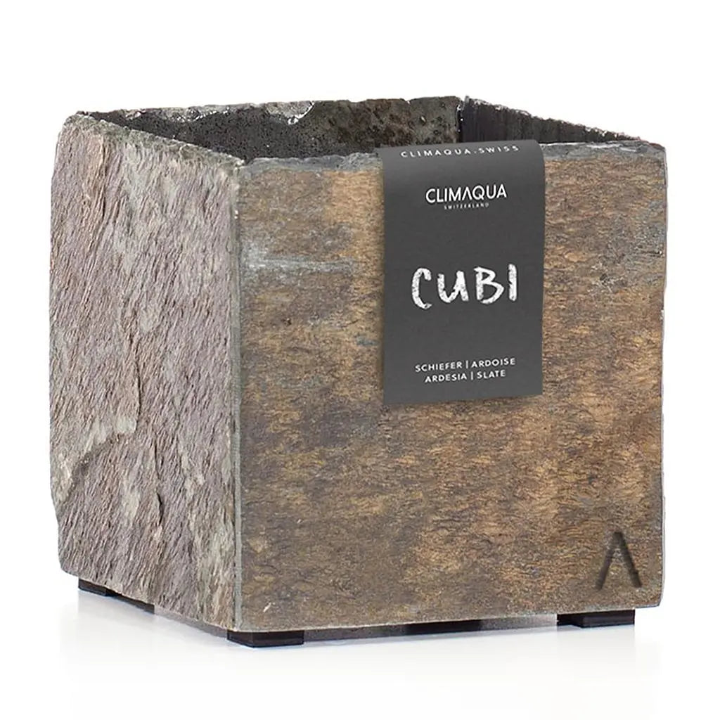 Übertopf Würfel 17x17x17 cm Schiefer Braun CUBI 17 Rusty - CLIMAQUA