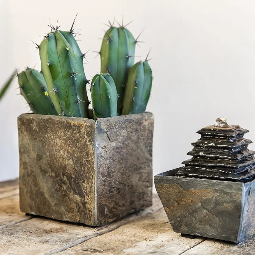 Übertopf Würfel 17x17x17 cm Schiefer Braun CUBI 17 Rusty - CLIMAQUA