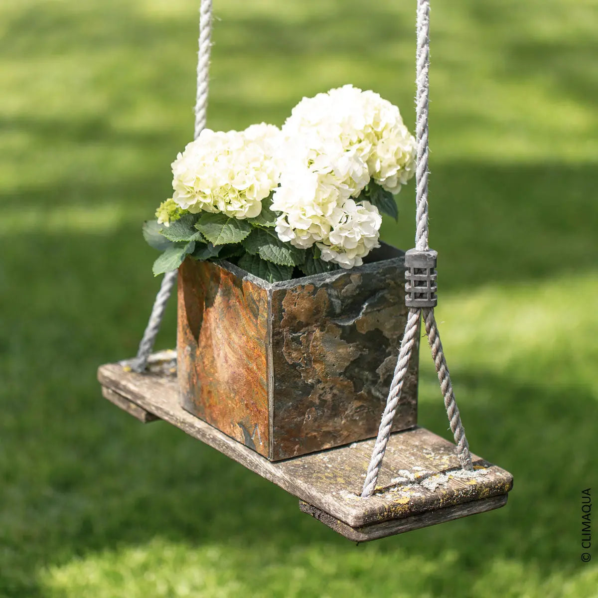 Übertopf Würfel 21x21x21 cm Schiefer Braun CUBI 21 Rusty - CLIMAQUA