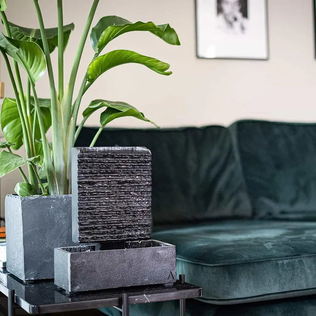 Übertopf Würfel 21x21x21 cm Schiefer Schwarz CUBI 21 Anthrazit - CLIMAQUA