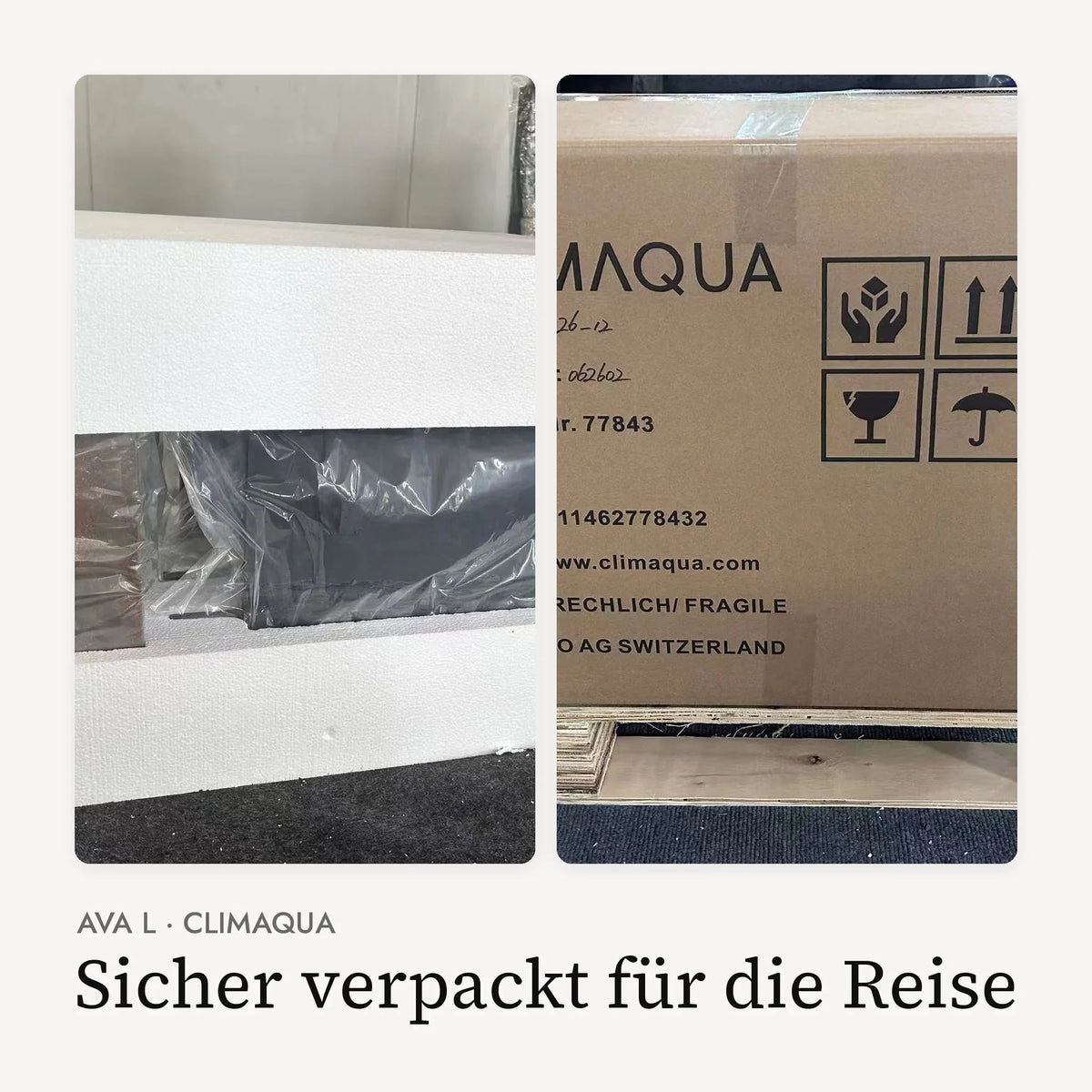 Wasserwand AVA L sicher verpackt für den Versand