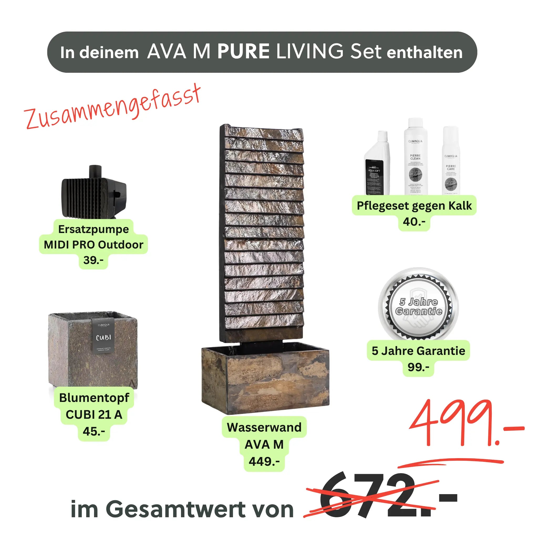 Wasserwand AVA M PURE LIVING Set - CLIMAQUA