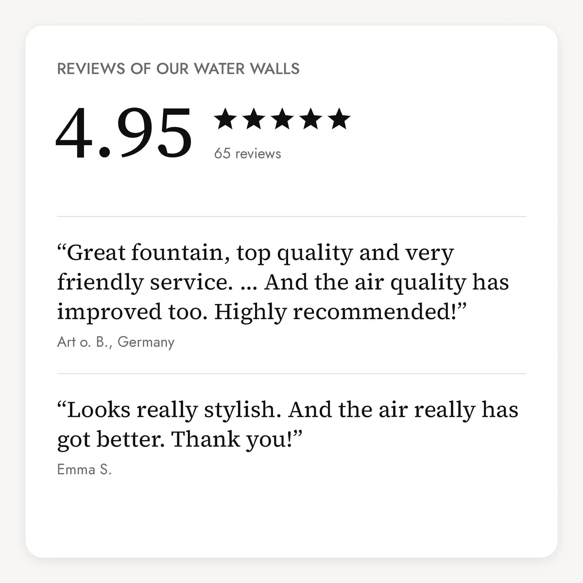 Reviews of our water walls