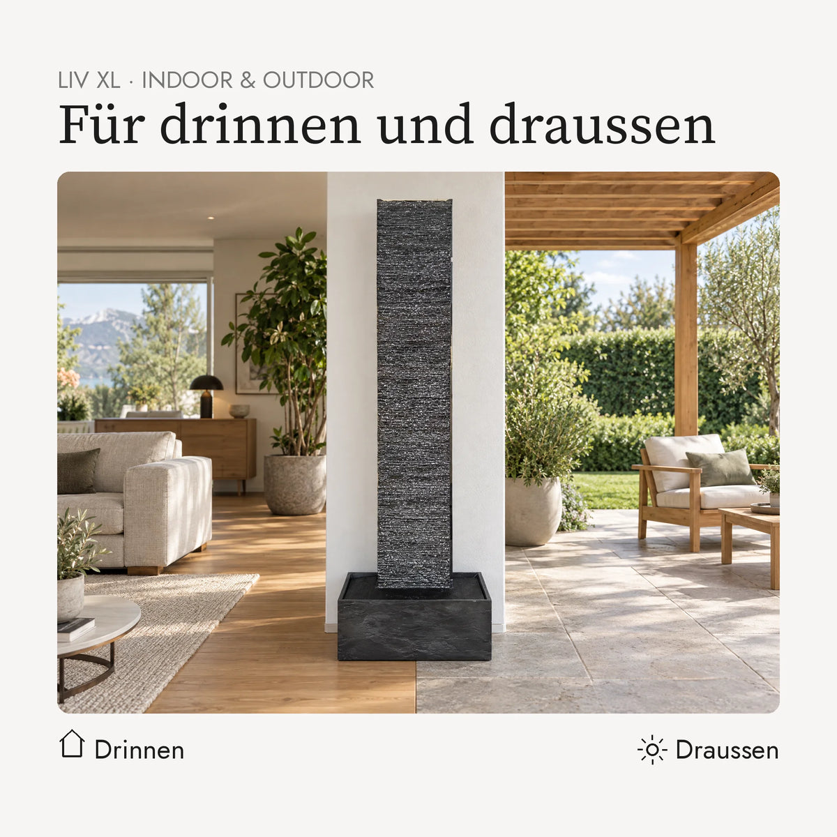 Wasserwand LIV XL für drinnen und draussen (KI-Inhalte)
