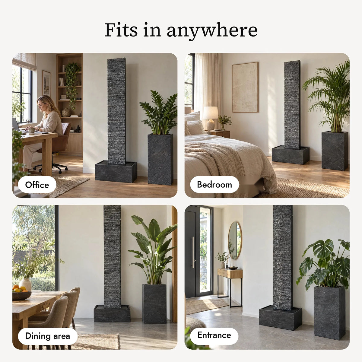 LIV XL water wall in the office, bedroom, dining area and entrance (AI content)