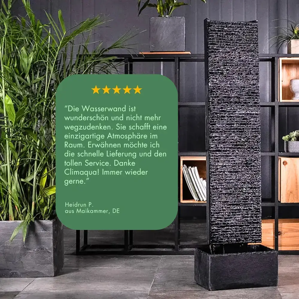 LIV L – Edle Wasserwand Schiefer Schwarz 130 cm - CLIMAQUA