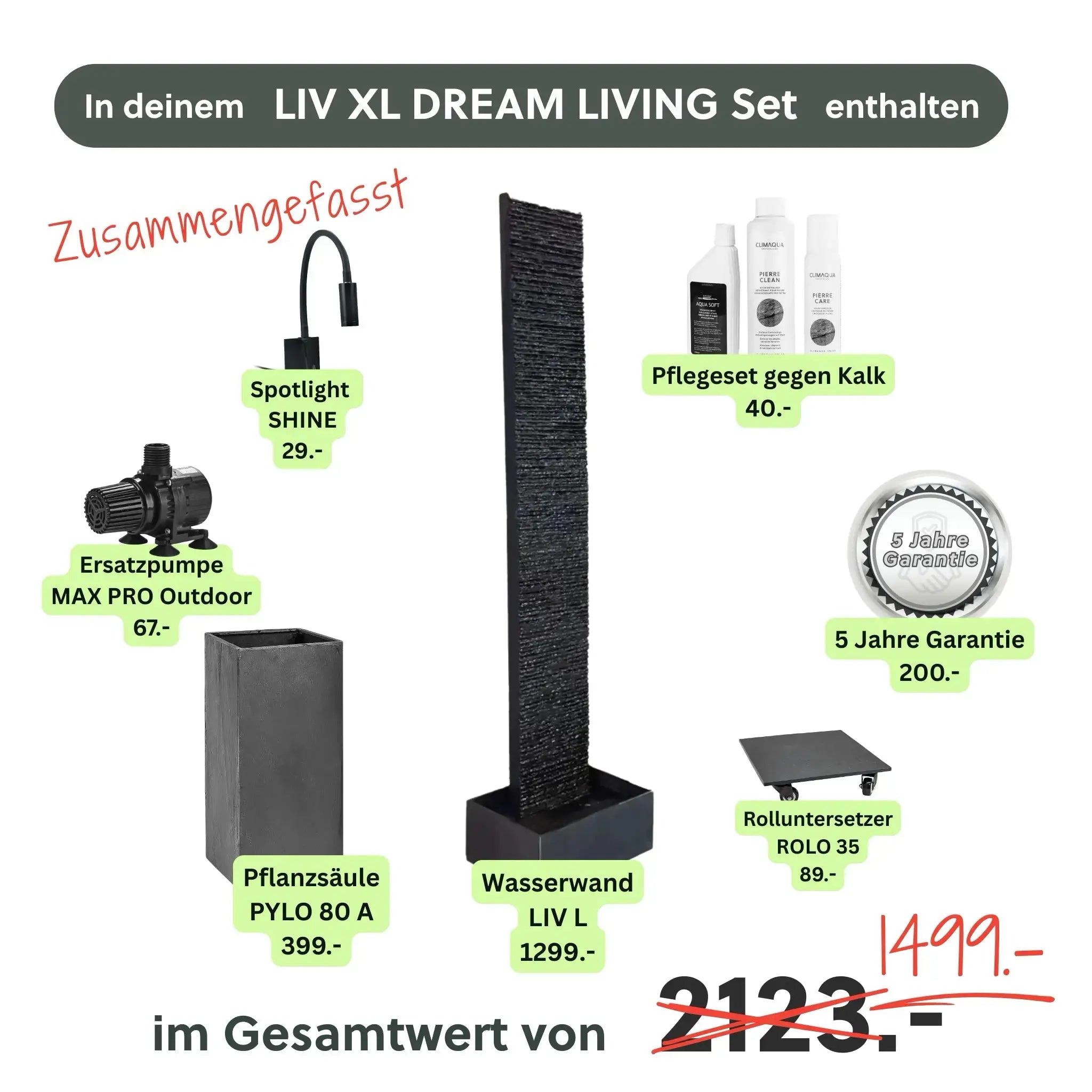 Wasserwand Set LIV XL DREAM LIVING - CLIMAQUA