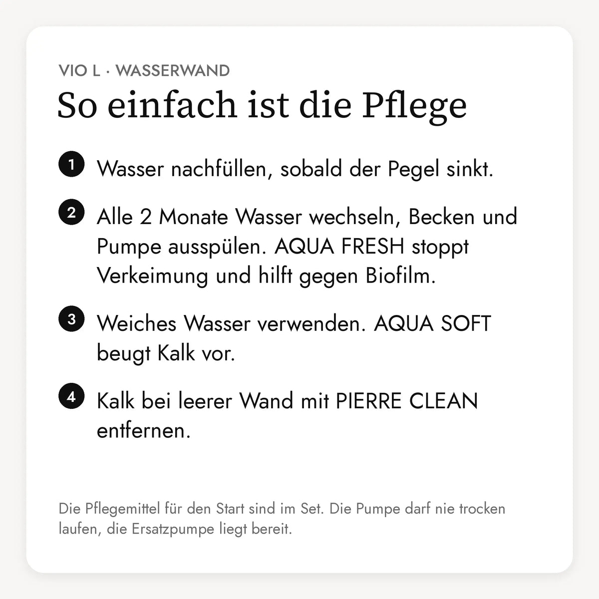 So einfach ist die Pflege der Wasserwand VIO L