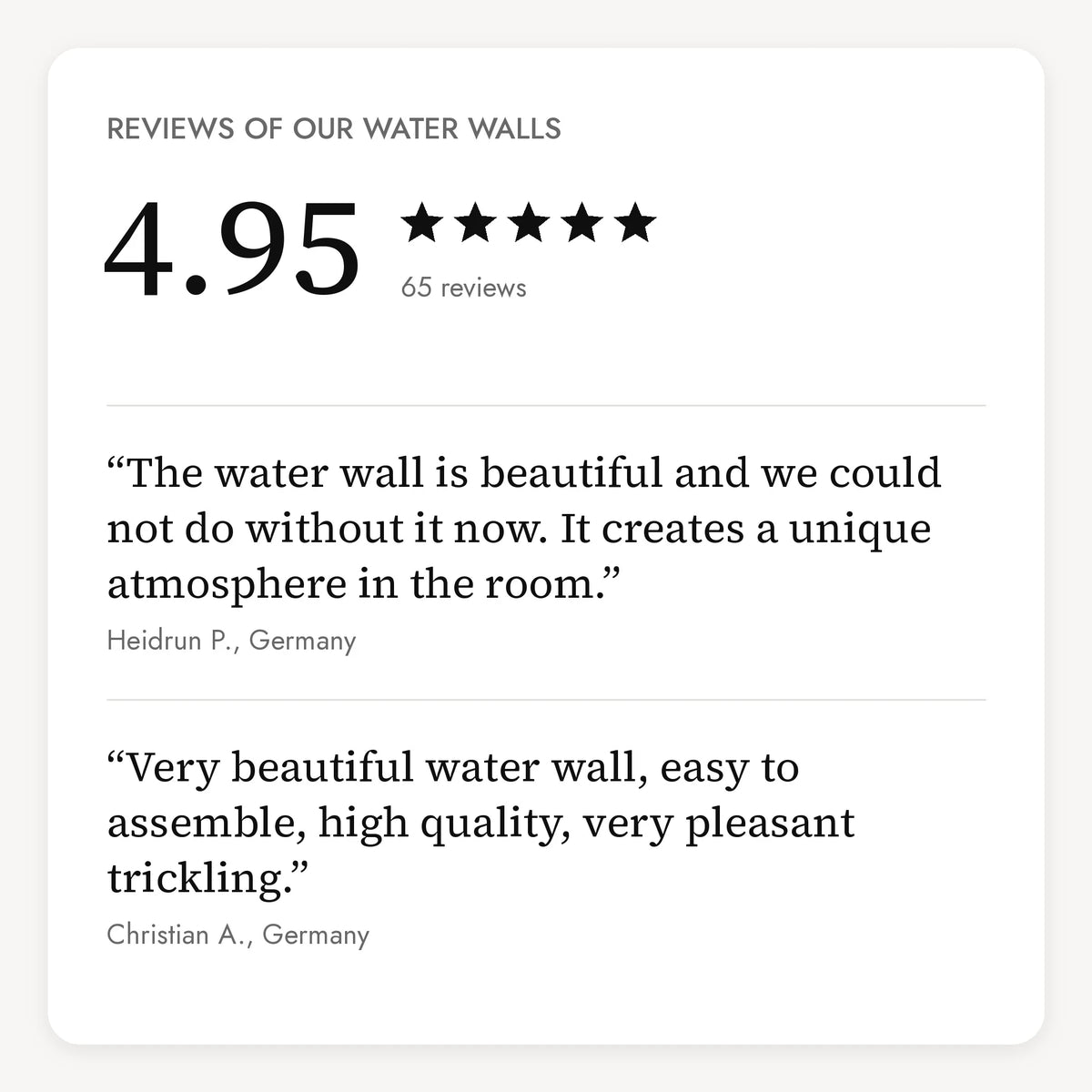 Reviews of our water walls