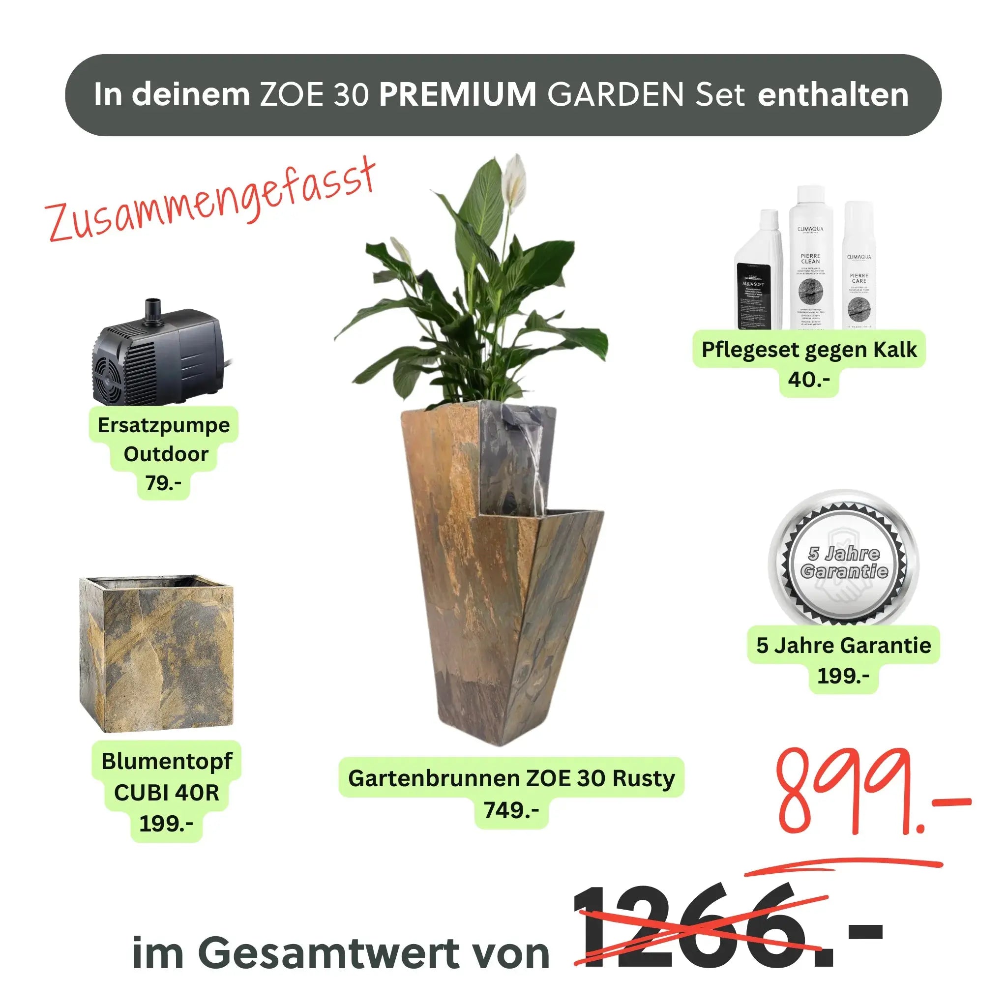 ZOE 30 PREMIUM GARDEN Set Rusty - CLIMAQUA