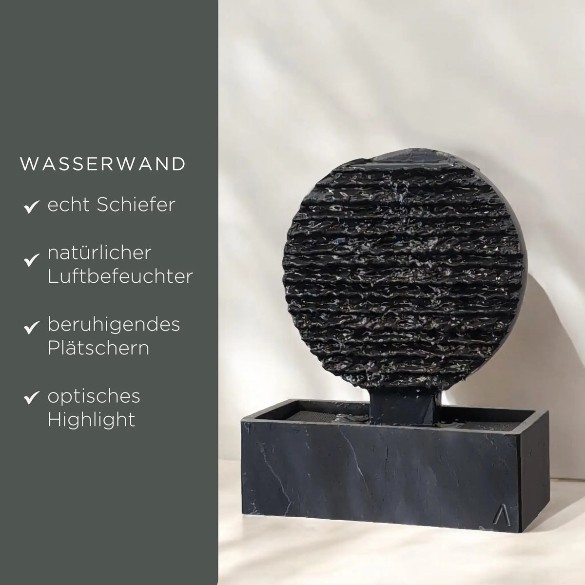 Zen Brunnen Kreis aus Schiefer AYO S - CLIMAQUA