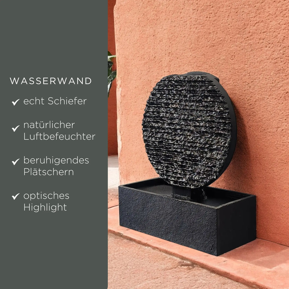Zimmerbrunnen Kreis aus Schiefer AYO M - CLIMAQUA